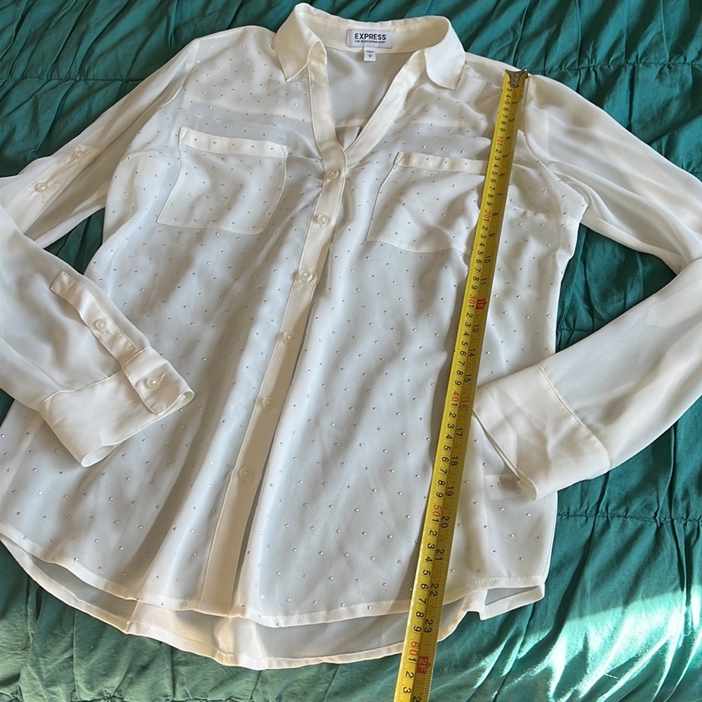 Express Semi Sheer Button Down Sparkle Blouse Siz… - image 6